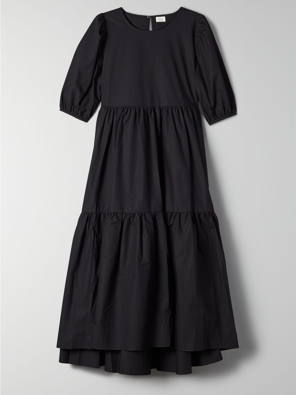 Wilfred Black Tiered Maxi Dress with Puff Sleeves